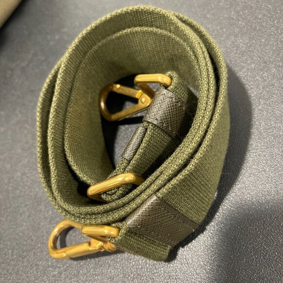 Prada Green Canapa Studded Canvas Handbag Army Green (JB1063) - Picture 15 of 16